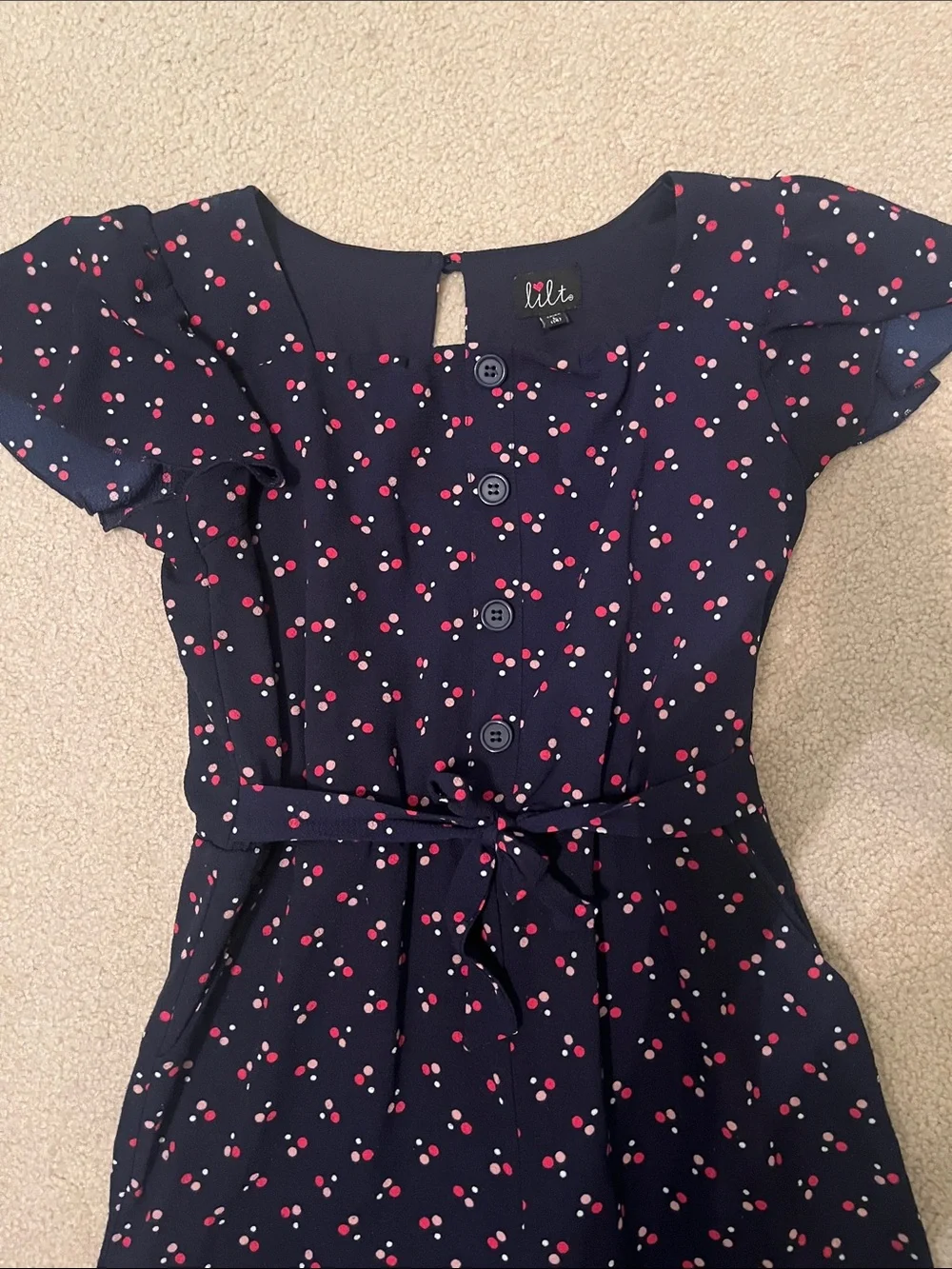 Lilt Girls Jumpsuit with Cherry Pattern